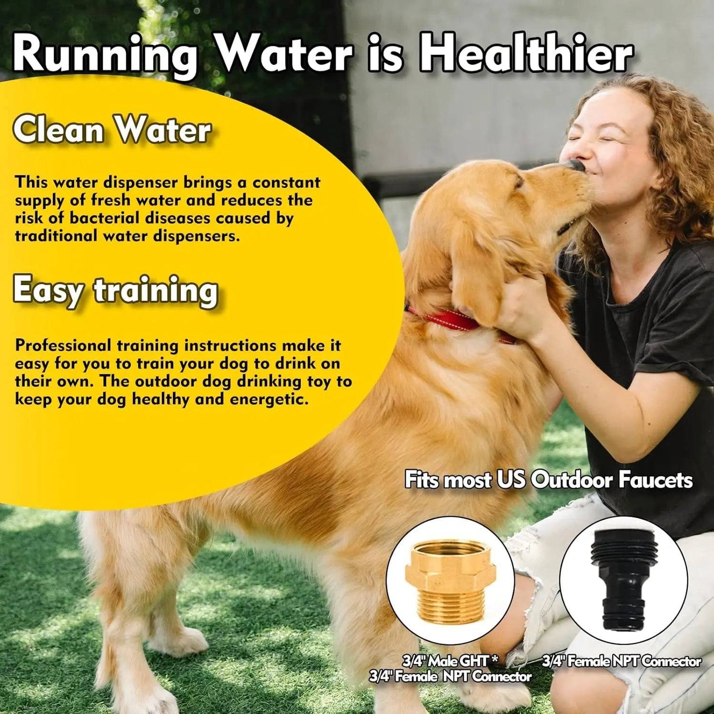 Dog Water Fountain Outdoor Drinking Water Toy for Large Dogs, Paw Activated Water Fountain, Sprinkler Step On, Fun Dog Toys,Includes 304 Stainless Steel Dog Hose