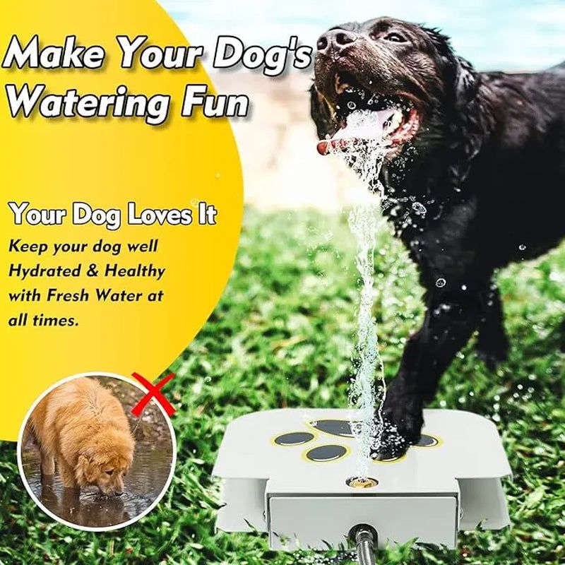 Dog Water Fountain Outdoor Drinking Water Toy for Large Dogs, Paw Activated Water Fountain, Sprinkler Step On, Fun Dog Toys，Includes 304 Stainless Steel Dog Hose