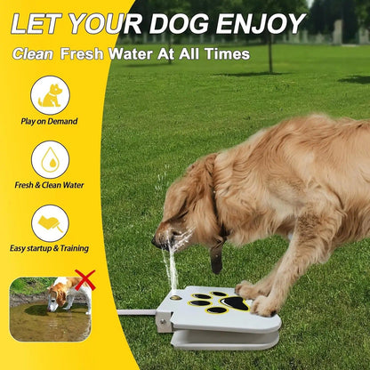 Dog Water Fountain Outdoor Drinking Water Toy for Large Dogs, Paw Activated Water Fountain, Sprinkler Step On, Fun Dog Toys，Includes 304 Stainless Steel Dog Hose